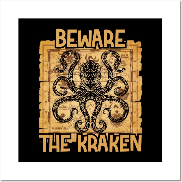 Beware the kraken pirate Wall Art by samsamteez